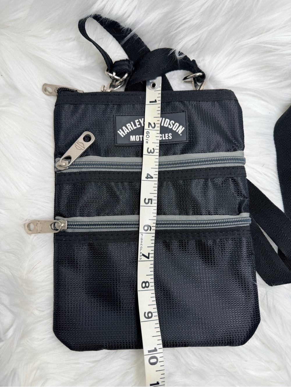 Harley-Davidson Black Nylon Crossbody Belt Bag with Gray Trim - Picture 3 of 6